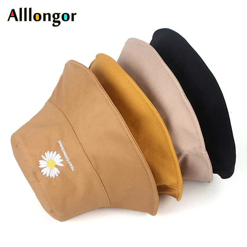 Шляпа-ведро с цветочной хризантемой новая Панама в Корейском стиле вышивкой для