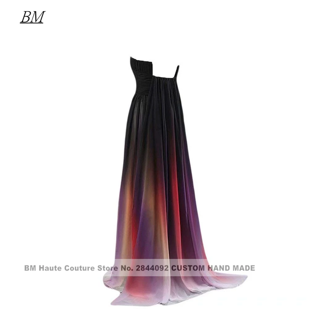 Robe De Soiree Черные платья для выпускного вечера с градиентом Длинные шифоновые вечерние платья с v-образным вырезом и эффектом омбре Плиссированное платье с кристаллами HC63 (art.: 3920cd65901a8) - 3920cd65901a8