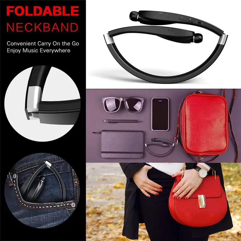 Bluetooth наушники беспроводные складные с микрофоном и шейным ободом|Наушники