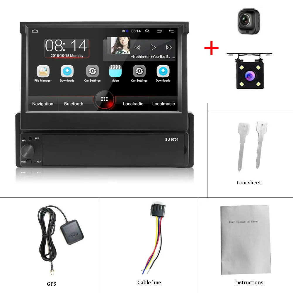4led cam-recorder 1din Android 8,1 четырехъядерный автомобильный gps-навигатор 7 ''Universa радио WiFi Bluetooth MP5 Мультимедиа+ камера - Цвет: 4led cam-recorder