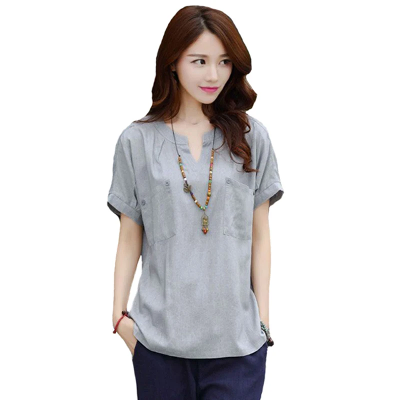 Plus Size 3XL Oversized T-shirt 2021 Summer Women's Korean Top Short Sleeve Tee Shirt Blusas Cotton And Linen Loose Tshirt Femme | Женская