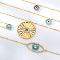 evil eye necklace for women boho turkish zircon crystal blue eye pendant necklaces stainless steel jewelry christmas gift