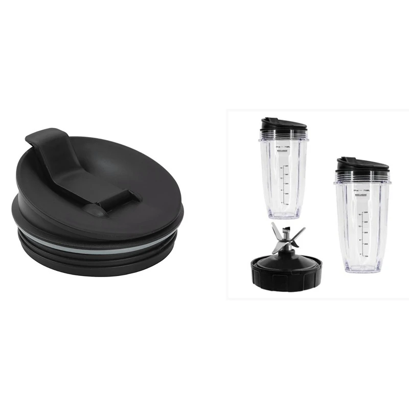 

1Pcs Cups Lids for Ninja Blender 12Oz 18Oz 24Oz 32Oz Cups Seal Lids & 1Set Extractor Blades with 24OZ Cups for Ninja