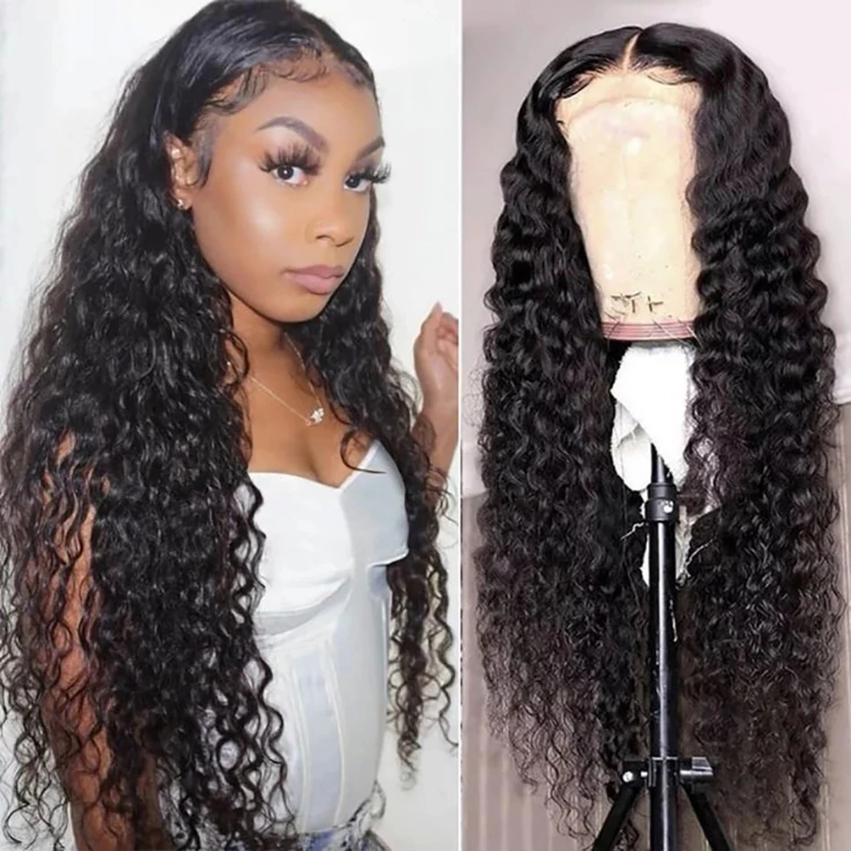 

Malaysian Remy Water Wave Lace Front Human Hair Wig Pre Plucked Natural Hairline 4x4 Lace Closure Wigs 13x4 Lace Frontal Wig