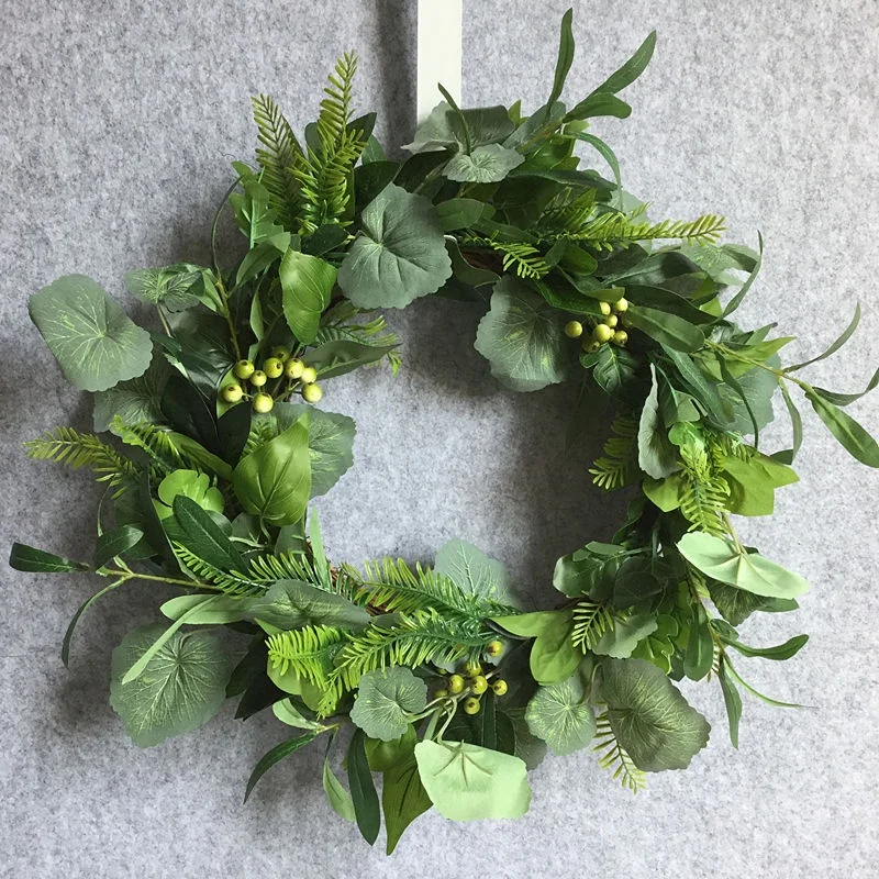 20 дюймов искусственные сезонные вечнозеленые венки круглый год полный зеленый