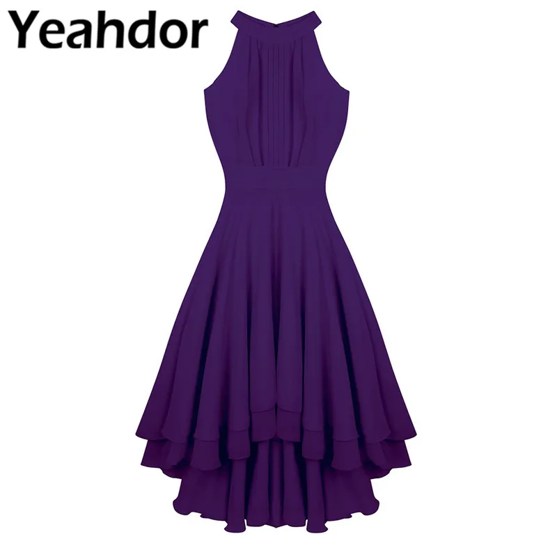 Женские Элегантные вечерние платья с лямкой на шее без рукавов Высокое Низкое