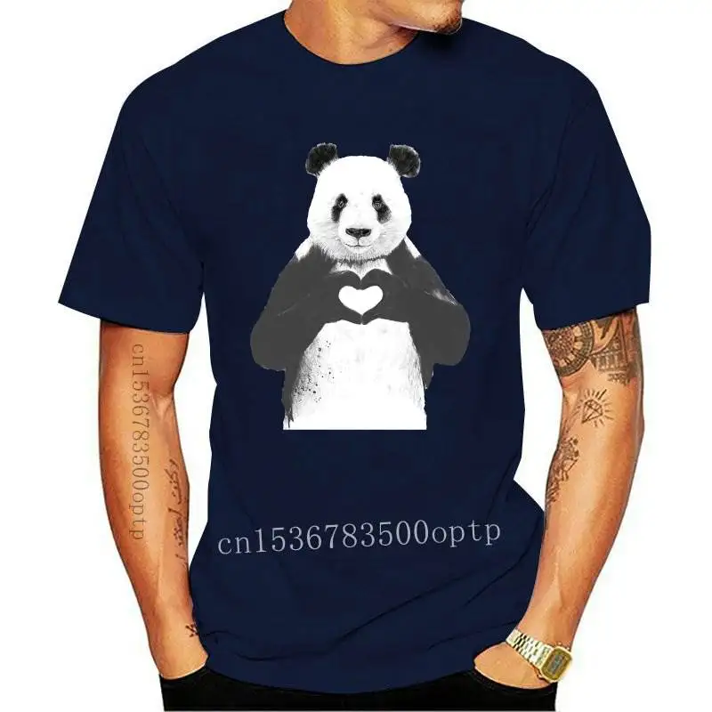 

New Tops Tees 2021 summer T-shirt men Comfortable tshirt mens short sleeve Panda make love gesture Original t shirt homme