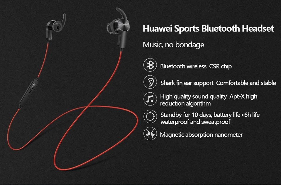 HUAWEI bluetooth наушники AM60 Спортивные Беспроводные наушники стерео Micro-USB Водонепроницаемая гарнитура для Android IOS