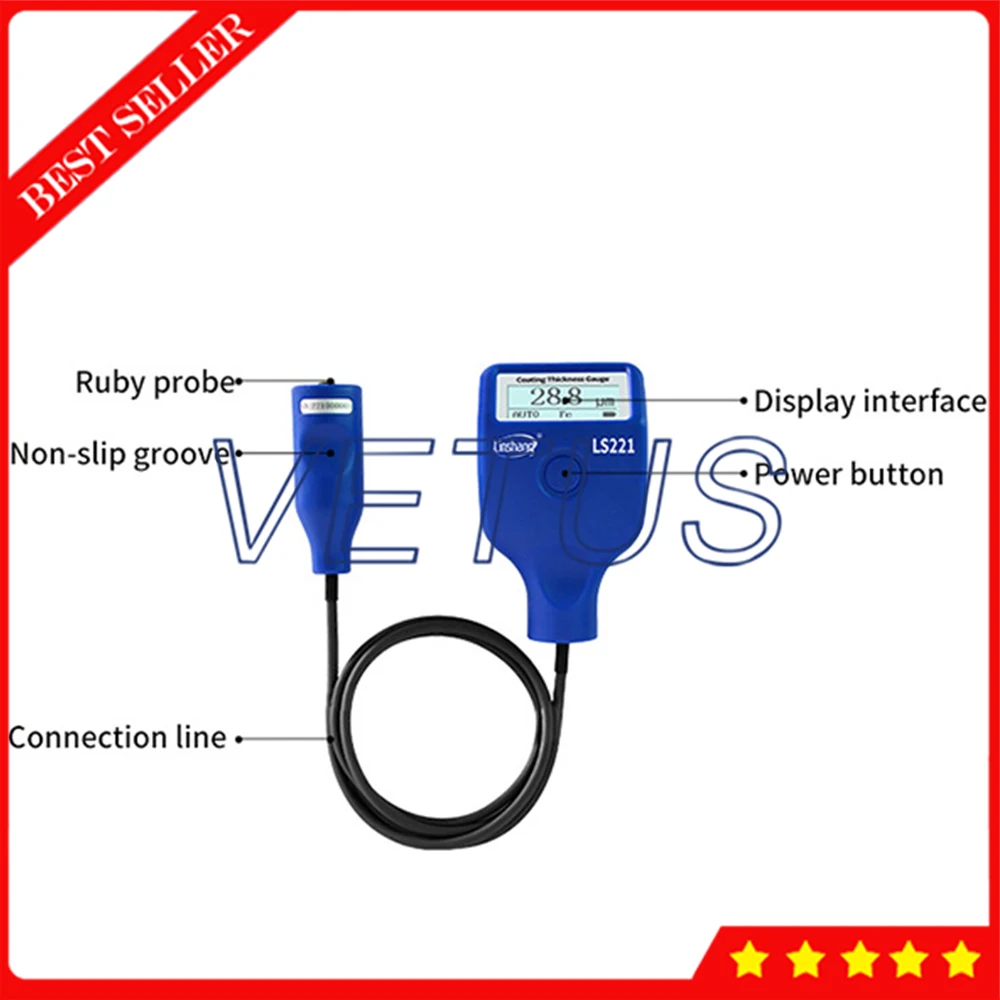 Измеритель толщины покрытия LS221 Fe/NFe ручной измеритель краски для немагнитных и