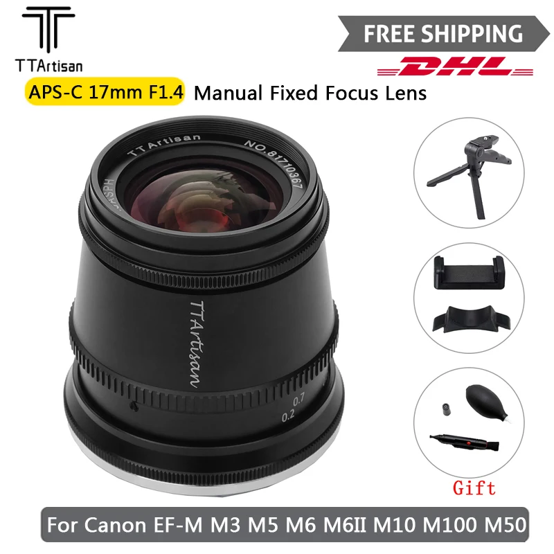 TTartisan 17 мм F1.4 APS C Камера широкоугольный объектив с автофиксированным фокусным