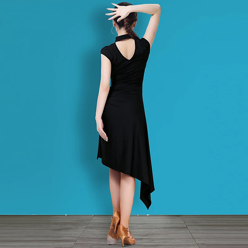 

2020 New Latin Dress Adult Training Black Dance Dress Sexy Slit Plus Size Performance Dance Clothing Flamenco Ballroom Clothes