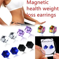 crystal strong magnetic stud earrings exquisite sparkling no ear hole water cube box cube stone for woman party jewelry earring
