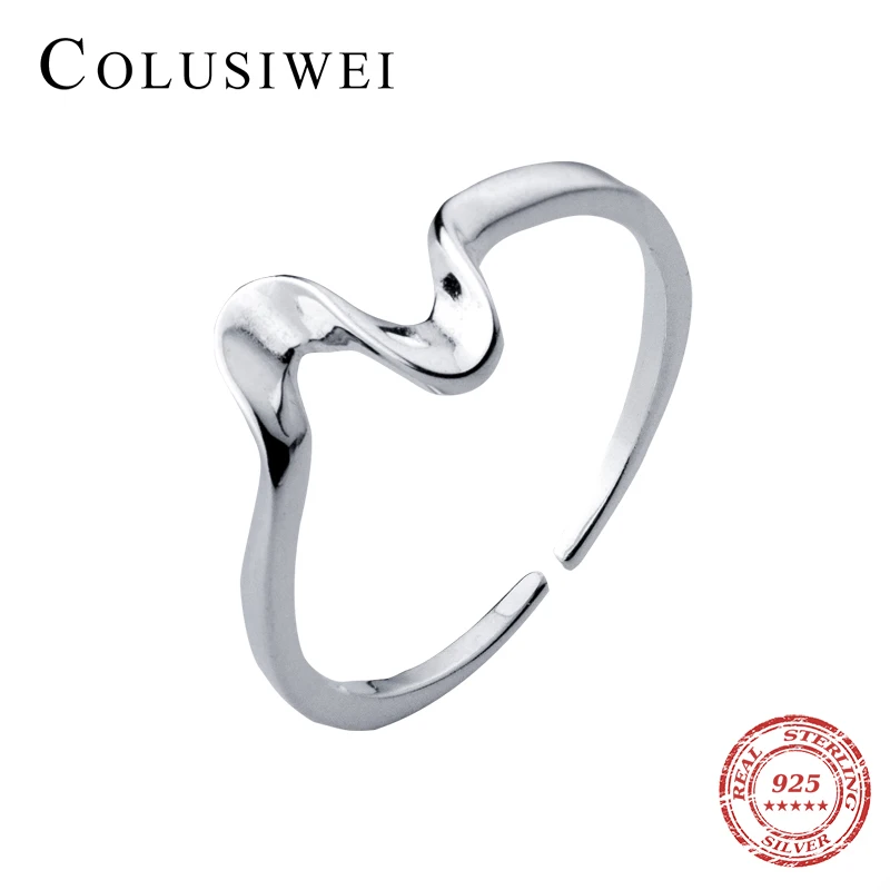 

Colusiwei Authentic 925 Sterling Silver Heartbeat Open Finger Rings for Women Free Size Band Bijoux Fashion Bague 2020 NEW