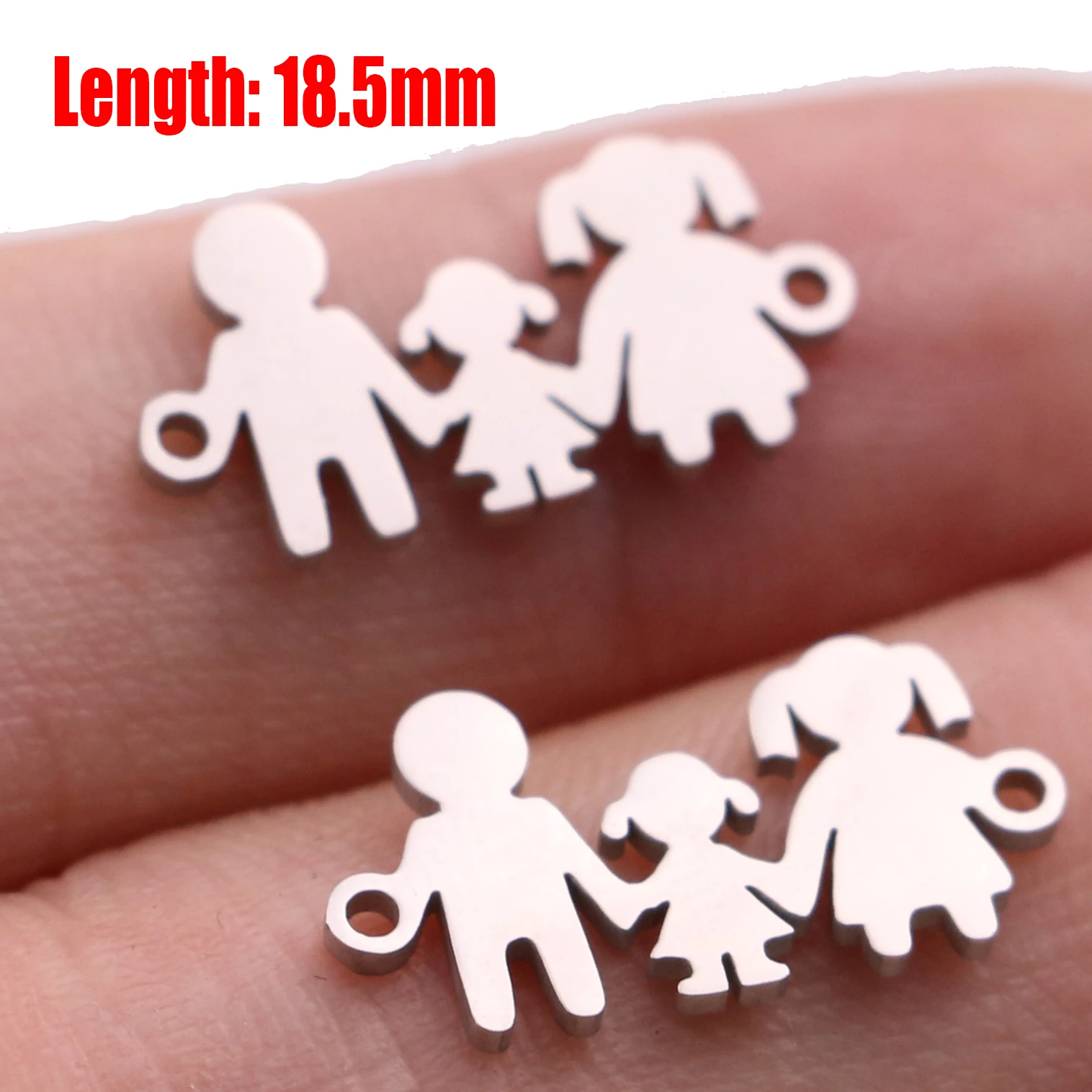 5pcs Family Chain Stainless Steel Pendant Necklace Parents and Children Necklaces Gold/steel Jewelry Gift for Mom Dad New Twice - Цвет: Steel 34