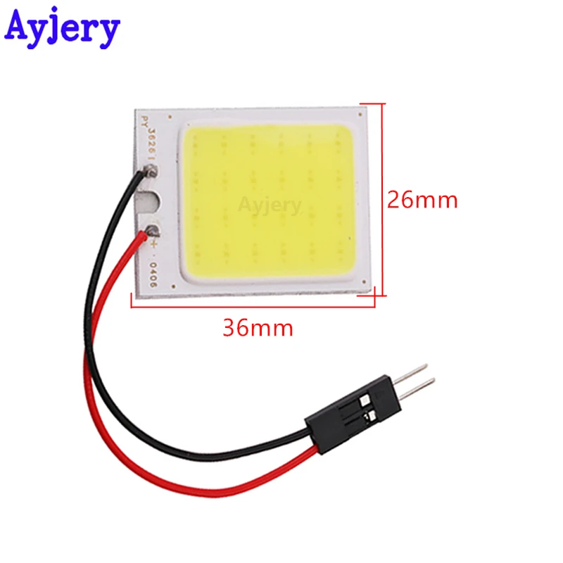 AYJERY 10 шт./лот 24 SMD COB Чип 24LED 12V Купол свет с T10 + Festoon адаптеры белый автомобиль