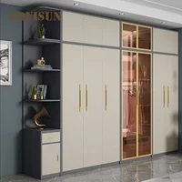 Wooden Simple Bedroom Storage Locker Cabinets For Clothes Large Double Wardrobe Cupboard Hotel Apartment Closet Furniture