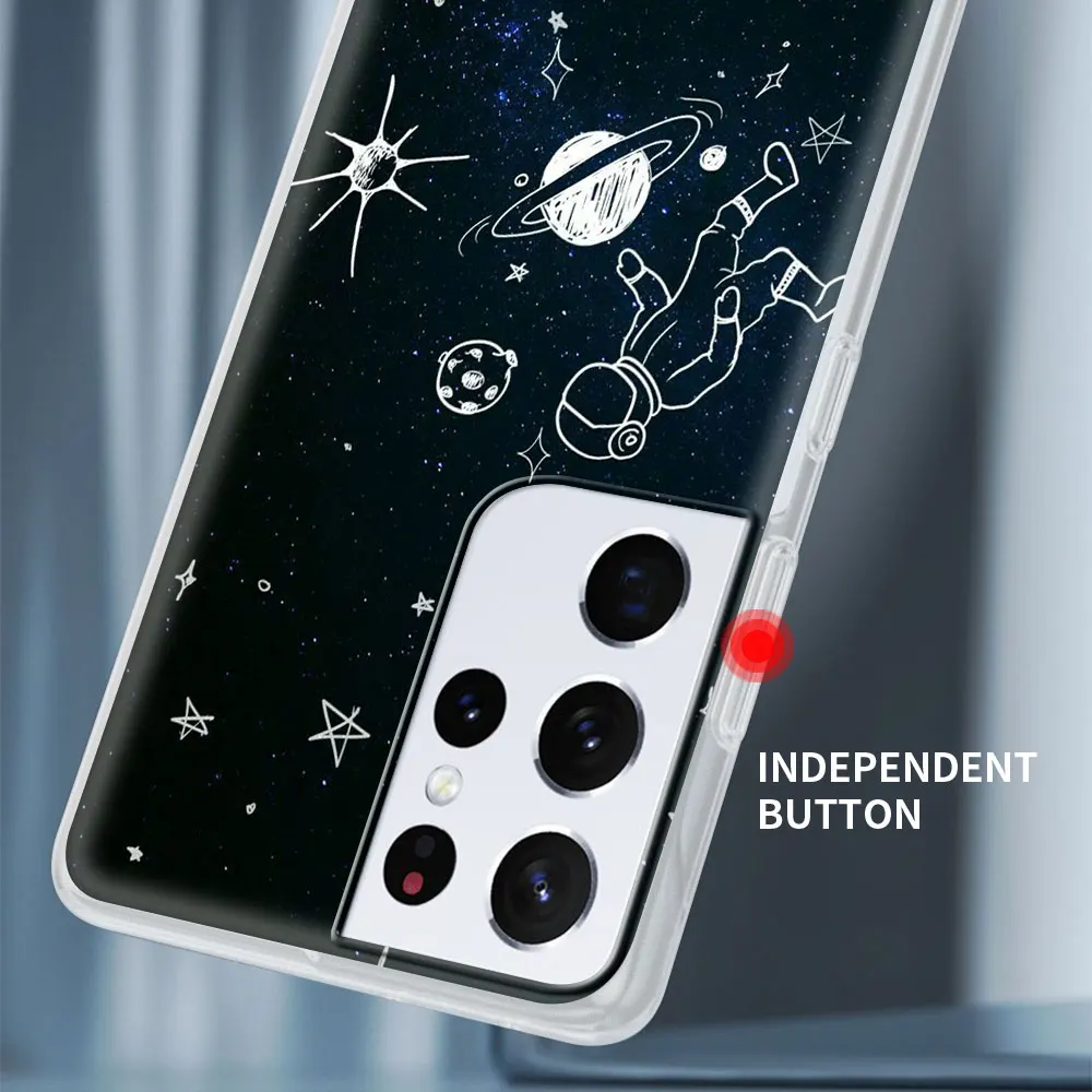 

Silicone Phone Case For Samsung Galaxy S21 Ultra S20 FE 5G S10e S10 S9 S8 S20 Plus S7 Universe Stars Moon Back Cover Coque Funda