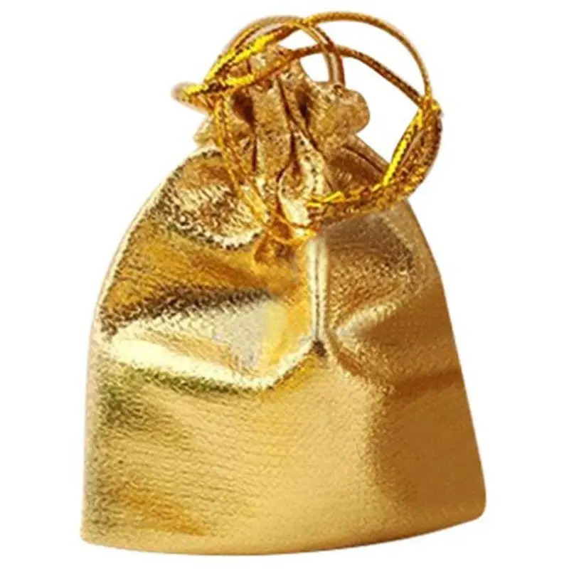 25Pcs Drawstring Non-Woven Fabric Voile Jewelry Favour Wedding Candy Gift Pouch Bags (Golden) | Дом и сад