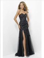 abendkleider 2014 new fashion sweetheart high slit tull beaded floor length prom dresses with diamond crystal