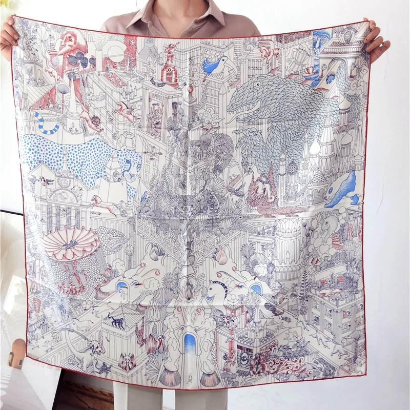 

Women Fashion 100% Real Silk Scarf Wraps Shawl Square 35" Classic Animal City Prints