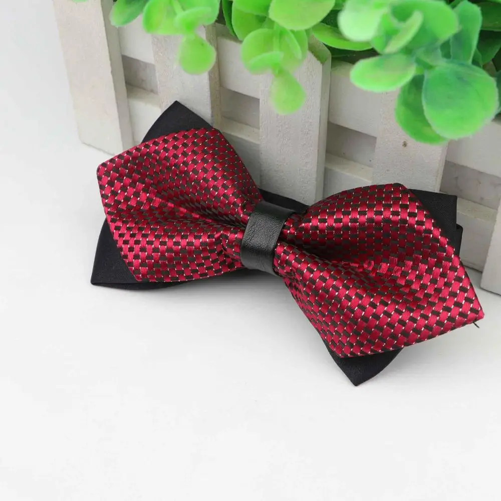 7 Men Leather Buckle Bowtie Plaid Butterfly Knot Mens Accessories Luxurious Bow Tie Black Cravat Formal Suit Wedding Ceremony Ties - Цвет: 7