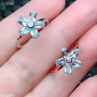 kjjeaxcmy fine jewelry natural aquamarine 925 sterling silver luxury girl new adjustable ring support test hot selling