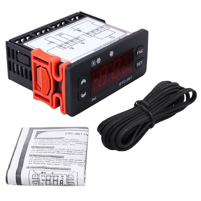 

ETC-961 Temperature Controller Microcomputer Thermostats Digital Thermostat Refrigeration Alarm 220V NTC Sensor