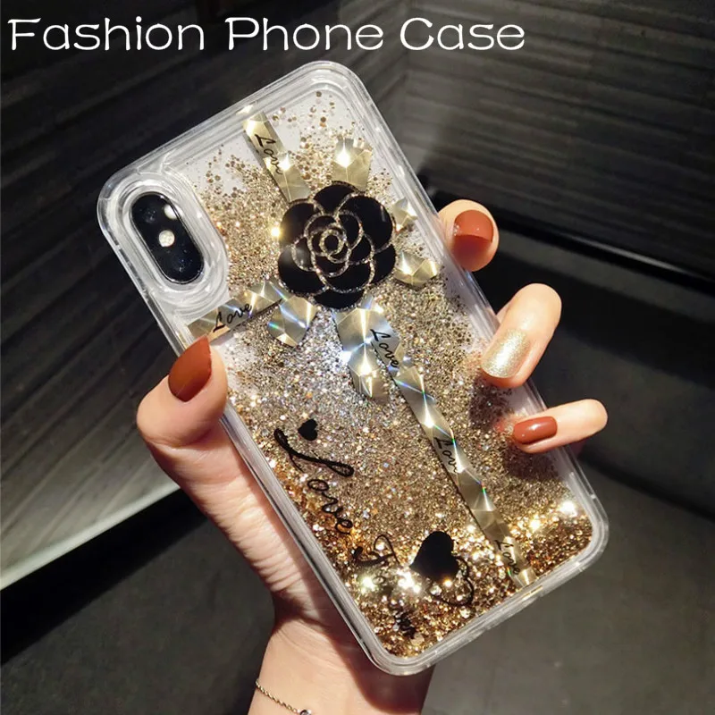 Новый дизайн чехол для телефона градиентный сыпучий песок с блестками плавучий