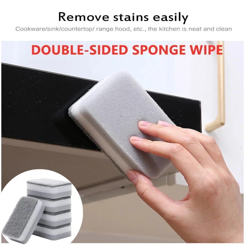 

5/10Pc Sponge Eraser Cleaning Tools Double-sided Sponge Wipe Scouring Pad Dish Cloth Stain Sponge Wipe Kitchen Cleaning Supplies