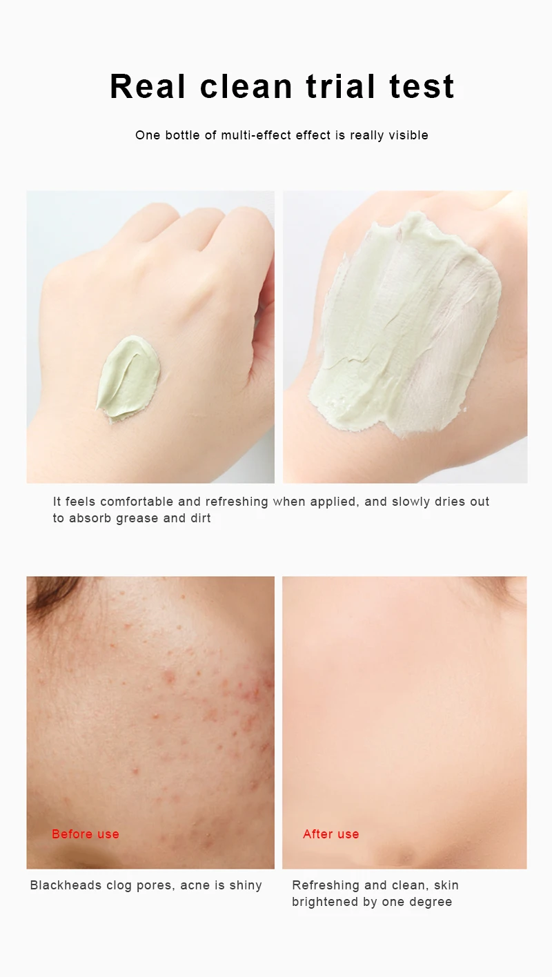 Green Tea Ice Muscle Mud Mask Anti-acne Face Cream Shrink Pores Acne Scar Removal Blackheads Cream Essence Skin Care TSLM1