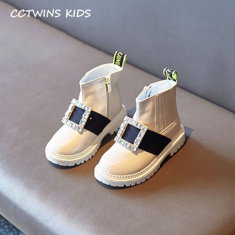 Thin Beige CCTWINS/детская обувь; коллекция года; зимняя детская обувь из искусственной кожи; ботильоны со стразами для девочек; Детские брендовые теплые ботинки; Цвет Черный; FB1793 - Цвет: Thin Beige