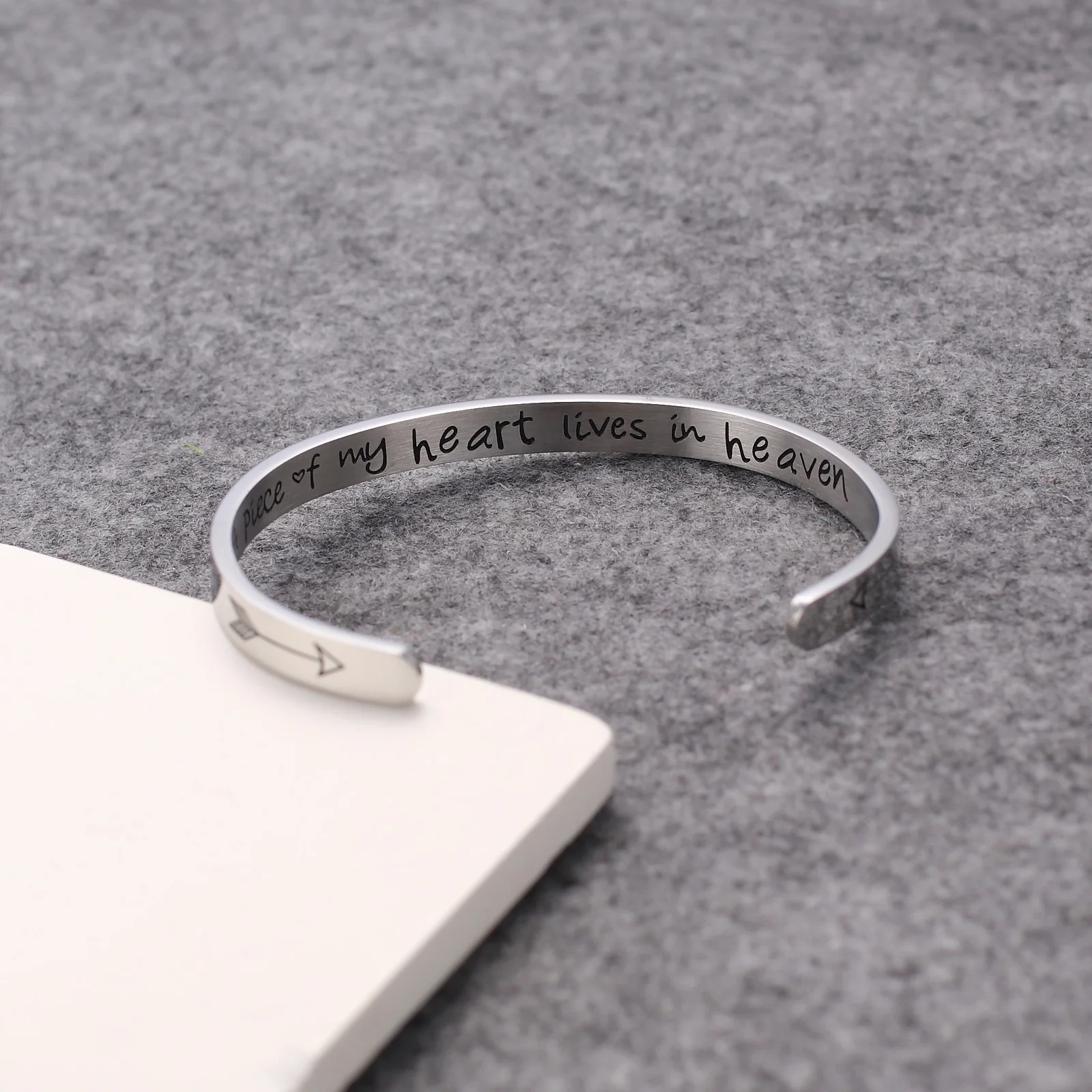 

Memorial Jewelry A Piece of My Heart Lives in Heaven Bracelet Stainless Steel Engraved Cuff Bracelet Bangle Remember a Loved One