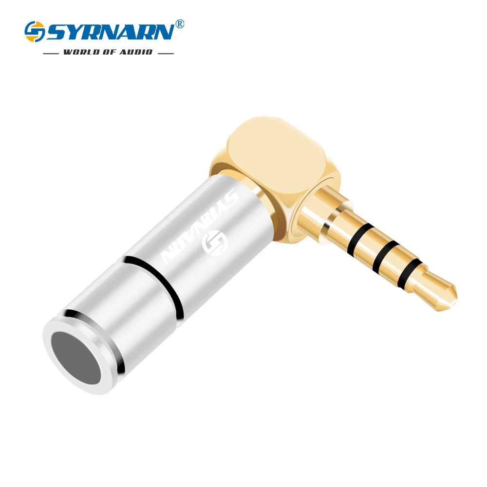 

SYRNARN 8pcs 3.5mm 4 pole 90 degree plug headphone plug L-shaped elbow right angle DIY 3.5 repair welding head for 6mm cable