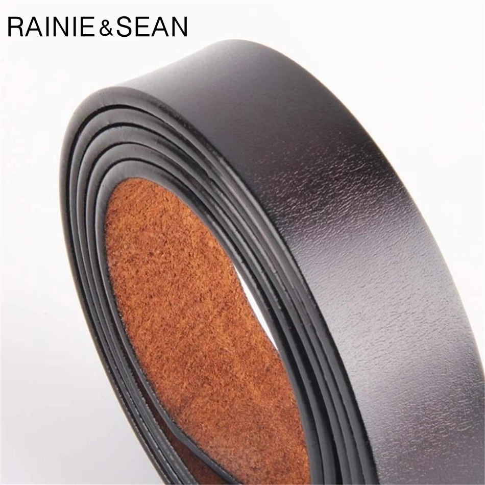 Ремень RAINIE SEAN мужской из натуральной кожи длинный повседневный черный пояс с