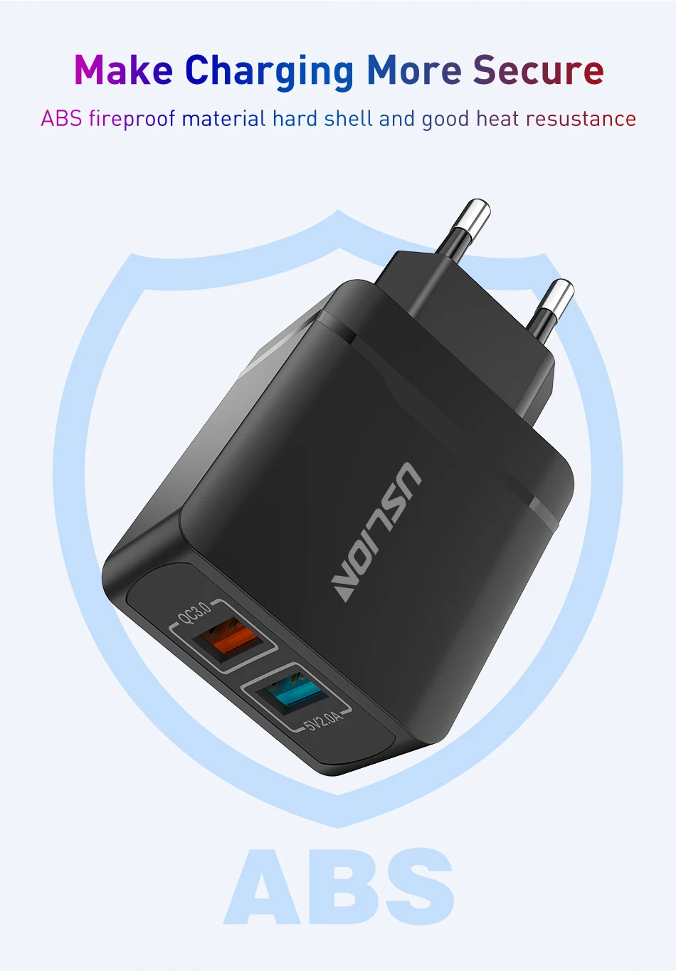 USLION 28W 3,0 двойное зарядное устройство USB QC 3,0 Быстрая зарядка ЕС вилка адаптер настенный мобильный телефон зарядное устройство для iPhone samsung Xiaomi huawei