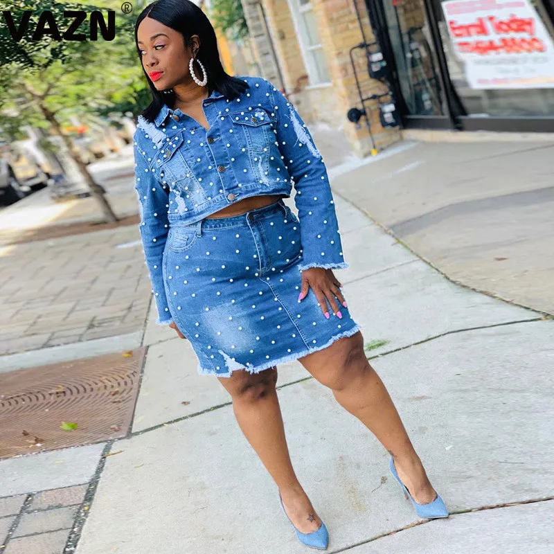 Весна 2020 сексуальная женская синяя джинсовая юбка платье с длинным рукавом и