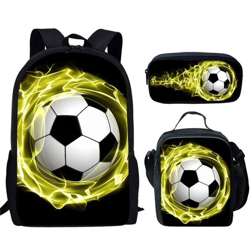 

2021 Hot Football Soccer Print Men School Bags Teenager Boys 3 Set Primary Casual Backpack Children Book Bags Junior Rucksack