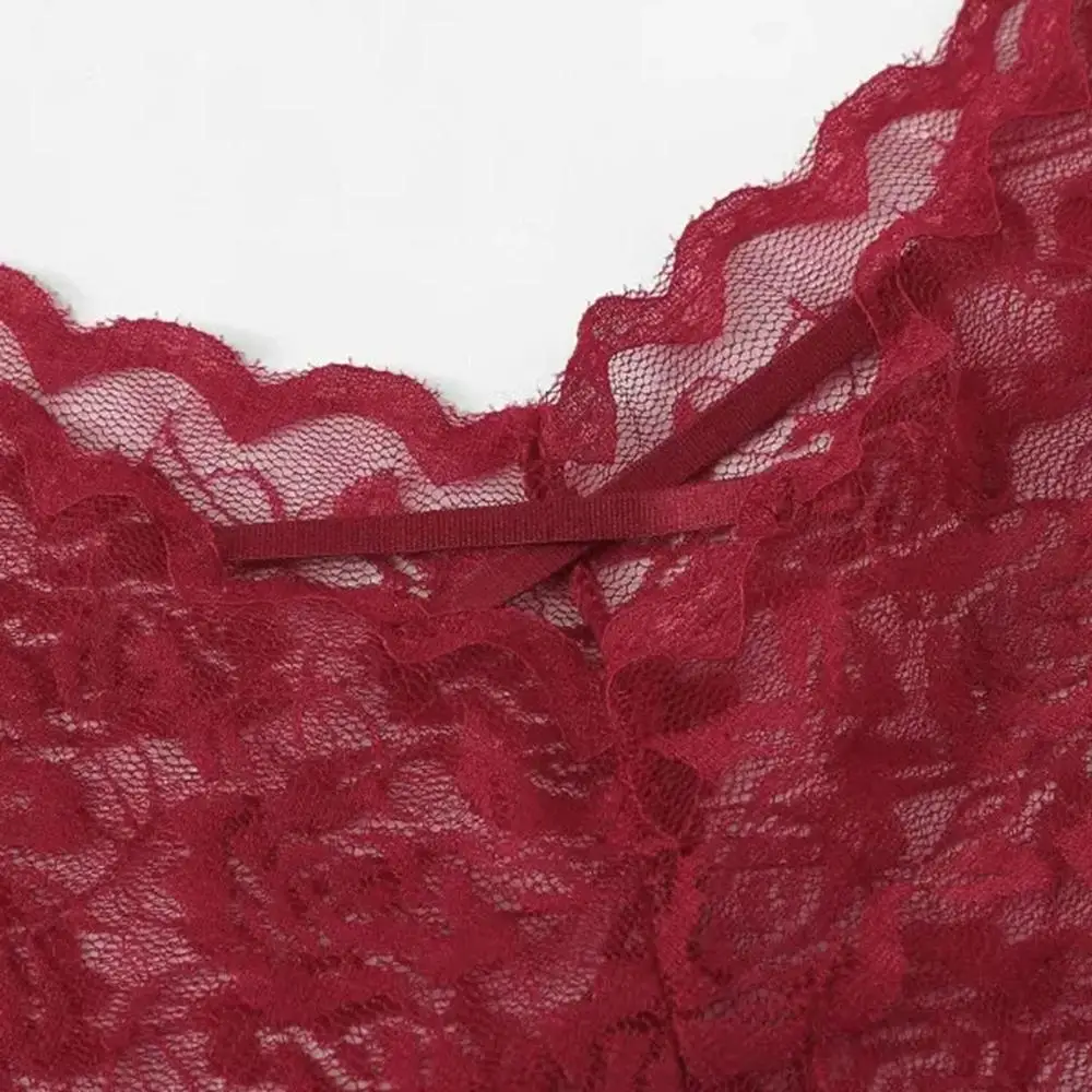 Пикантная Женская кружевная ночная рубашка модное нижнее белье без рукавов с