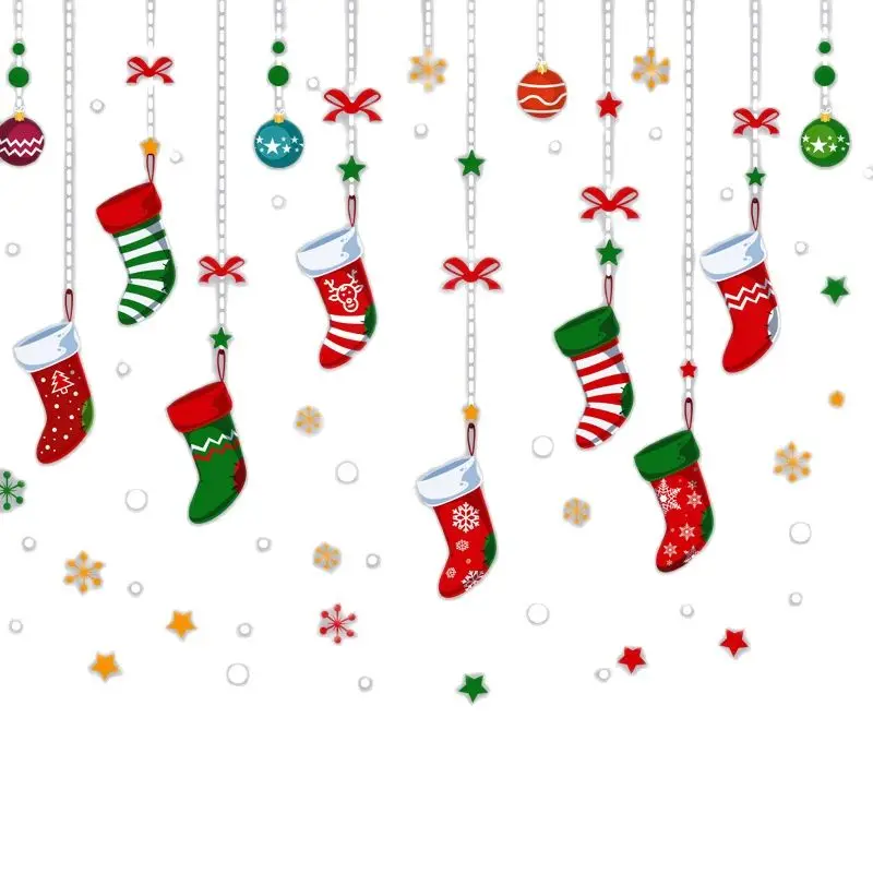 

Christmas Gift Wall Stickers Glass Window Interior Decoration kindergarten Window Stickers Window Grilles Socks Snowflake Sticke