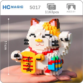 5017 HC большая удача Кот деньги Abacus НДС животное 3D модель DIY Алмаз Мини Строительные маленькие блоки кирпичи игрушка для детей без коробки - Цвет: 5017