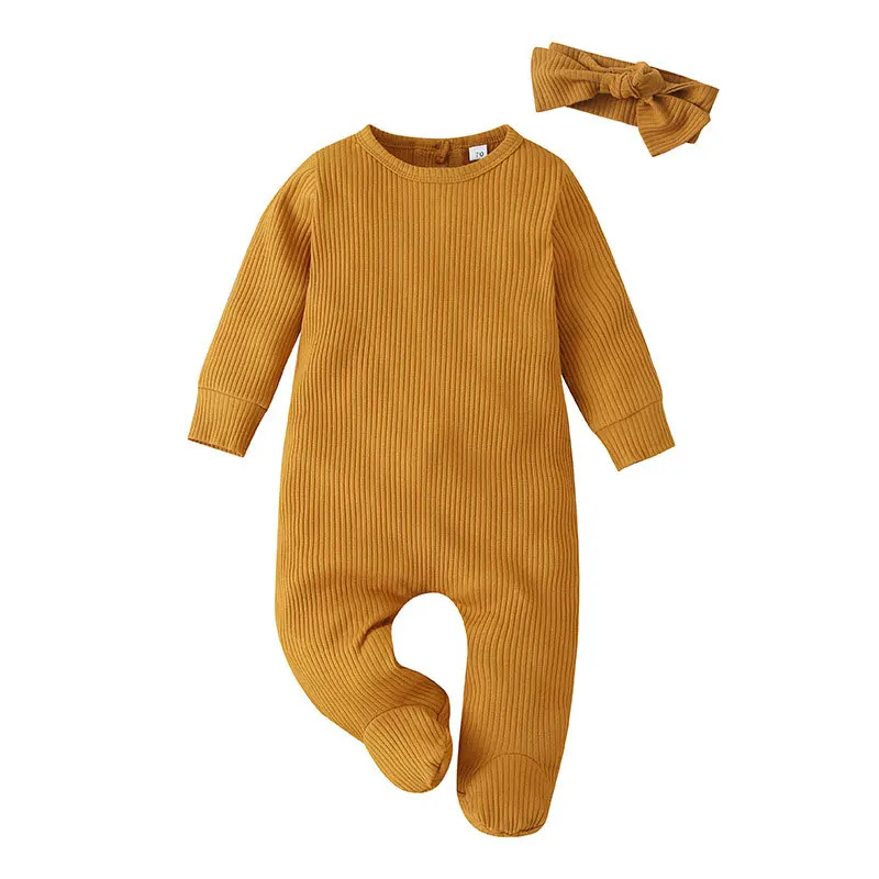 

Spring Autumn Baby Boy Clothes Fashion Solid Color Romper Cotton Long Sleeve Newborn Jumpsuit +Scarf Infant Clothing 0-9 Months