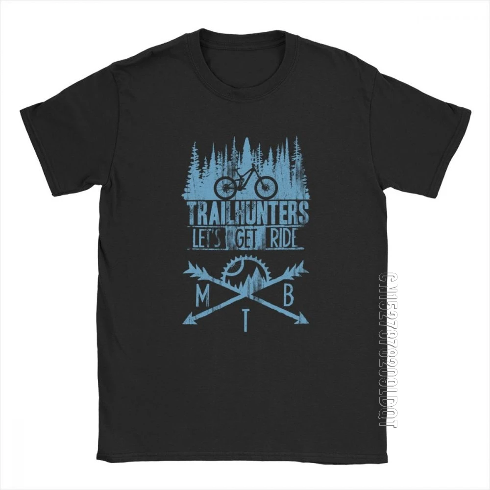 

Trailhunters MTB T-Shirt Mountain Bike Bicycle Vintage T Shirt Man Short Sleeves Clothes Gray Tee Shirt Purified Cotton