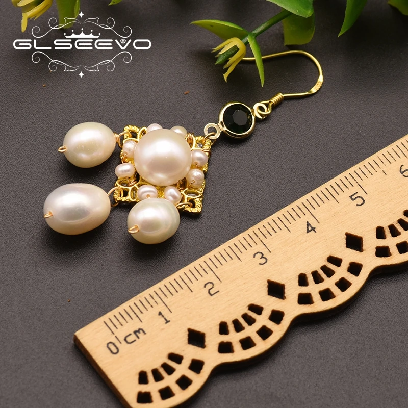 Женские серьги-подвески GLSEEVO длинные Винтажные серьги с натуральным