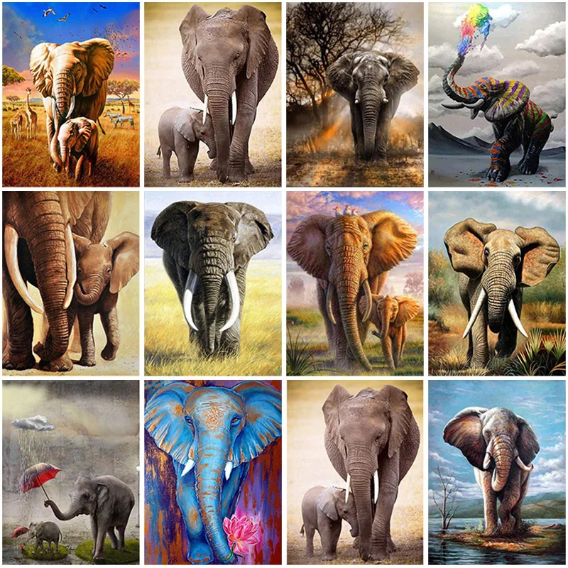 

DIY Elephant 5D Diamond Painting Full Round Resin Animal Diamond Embroidery Cross Stitch Kits Mosaic Home Decor Christmas Gift