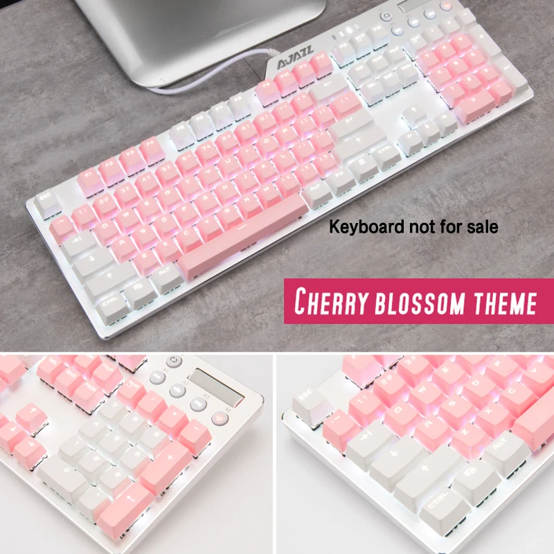 

Cherry Vlossom Theme Top Printed 104 Key Keycaps Keys Caps Set for Mechanical Keyboard for Gaming Mechanical Keyboard