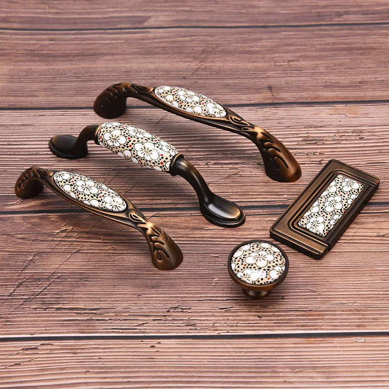 1 шт. антикварные бронзовые керамические ручки для шкафов ящиков дверные шкафа