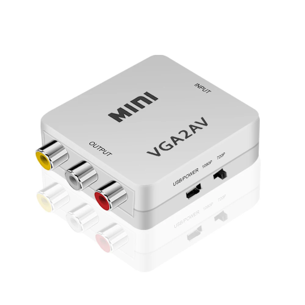 Mini RCA To VGA Converter AV2VGA VGA2AV Conversor with 3.5mm Audio Video For PC to TV HD Computer | Электроника