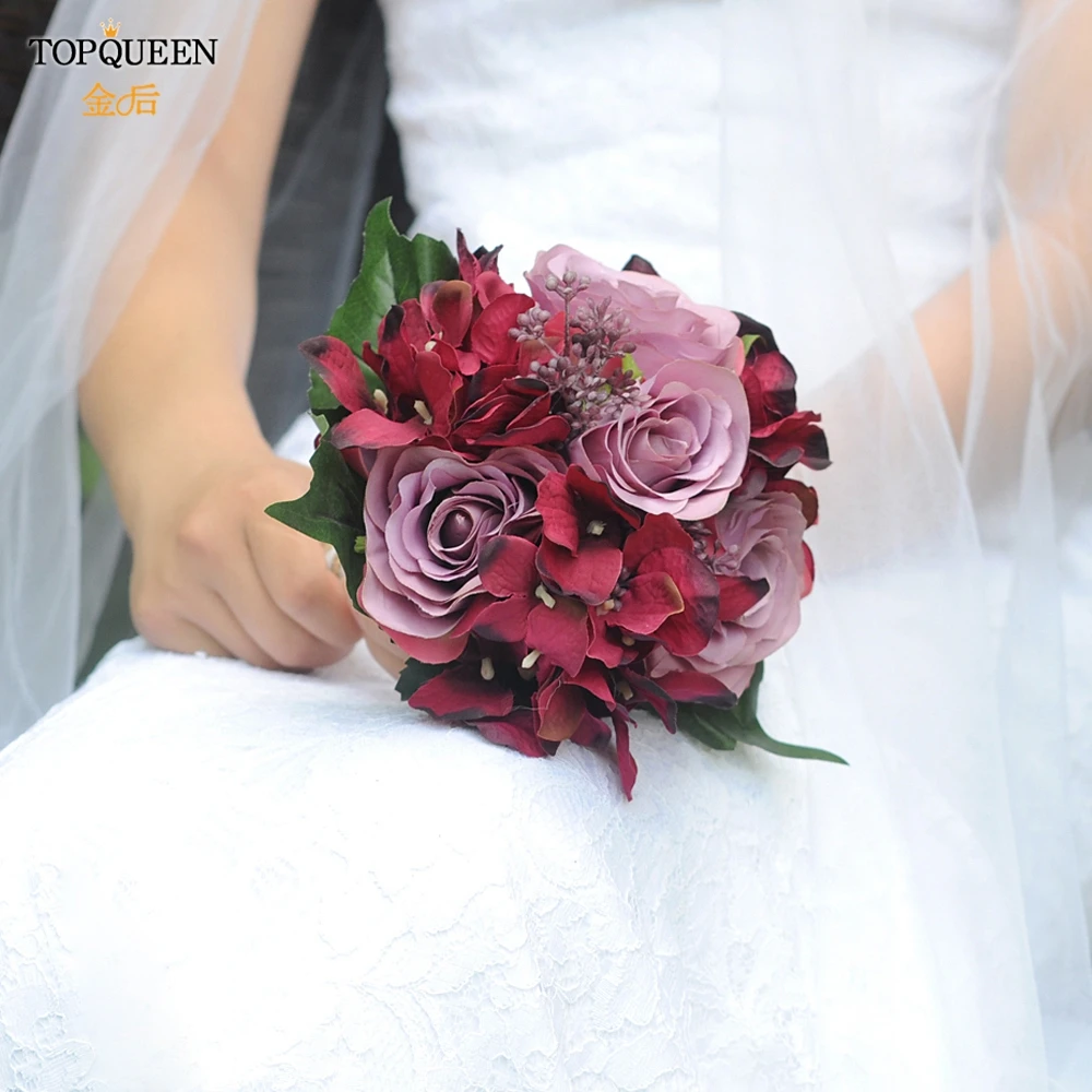 Свадебный букет TOPQUEEN F20 Букет пионов бордовый цветок подружки невесты украшение