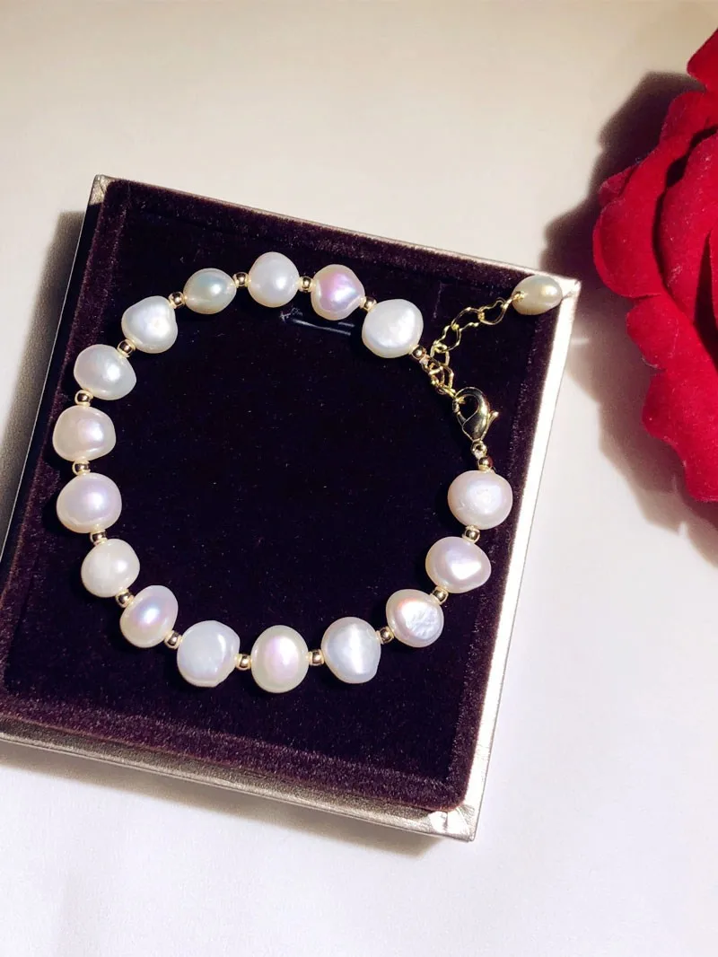 Женский винтажный браслет из серебра S925 пробы с натуральным пресноводным