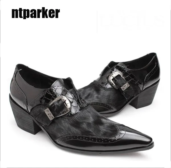 

Мужские кожаные туфли ntparker на каблуке 6,5 см, с острым носком
